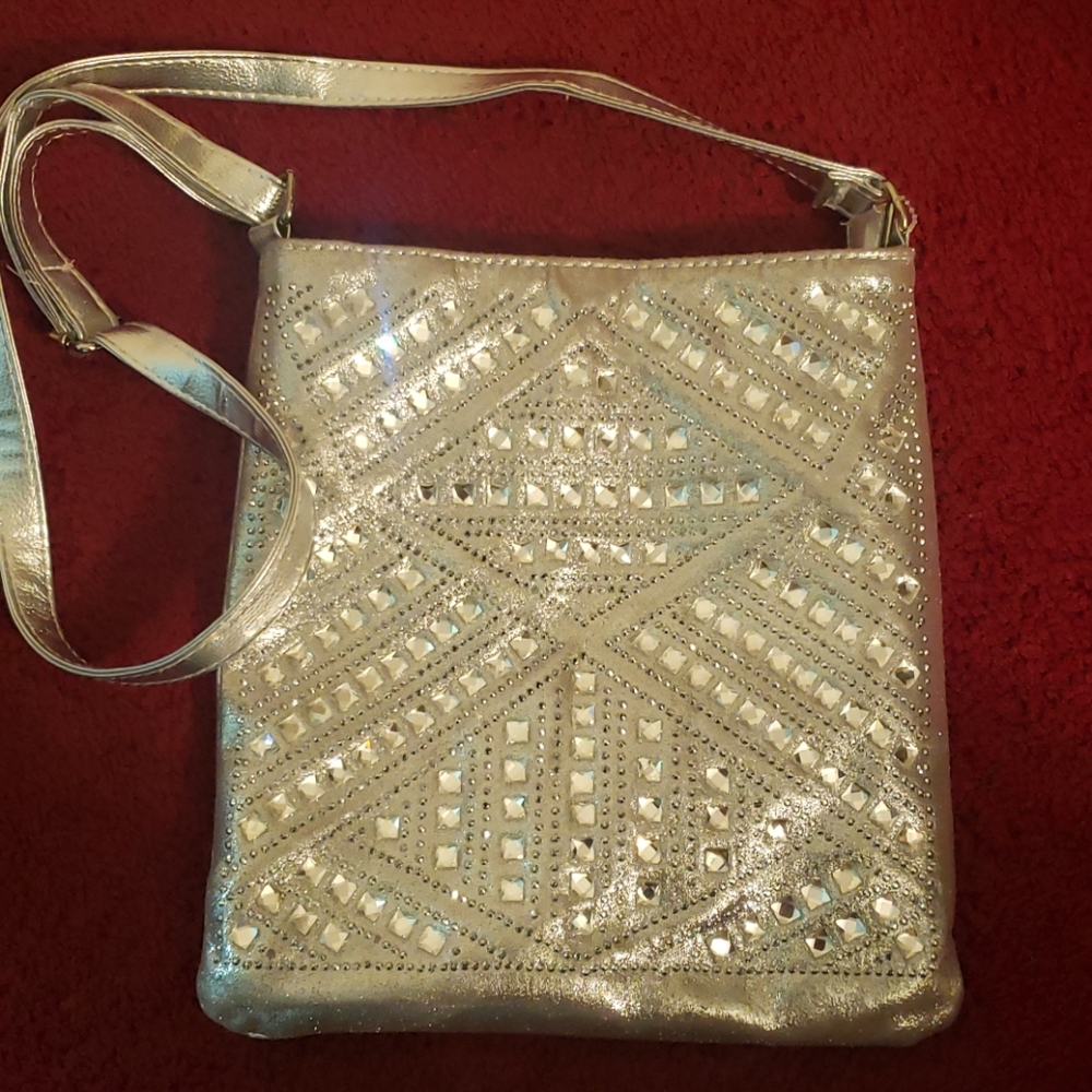 Bejeweled silver purse